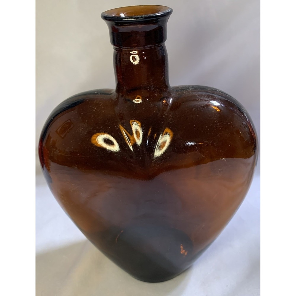 Vintage Paul Masson Heart Shaped Cream Sherry Brown Amber Bottle Glass